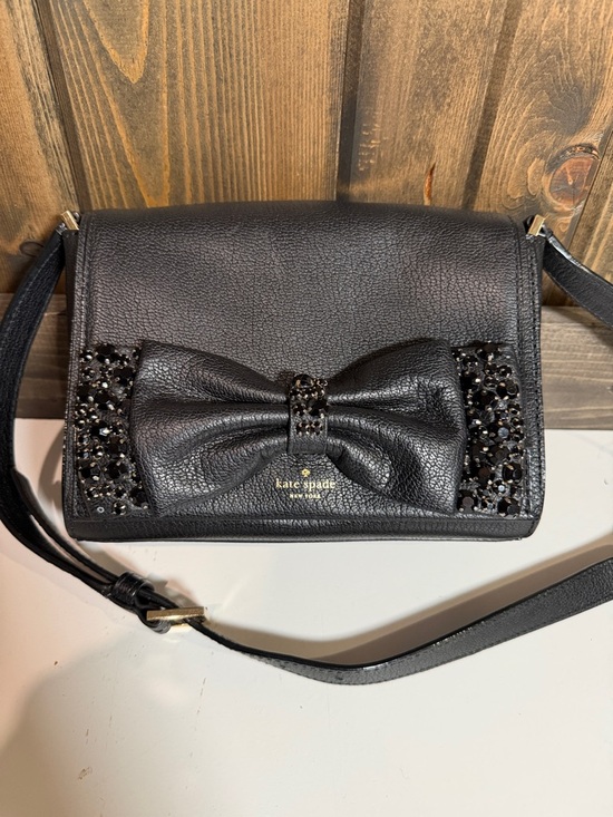 kate spade Handbags - kate spade Black Leather Bow Crossbody with Crystal Accents